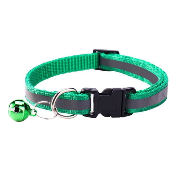 EcoNest Reflective Pet Collar With Adjustable Black Nylon Dog/Cat Collar Night Strap With Hook & Loop Closure