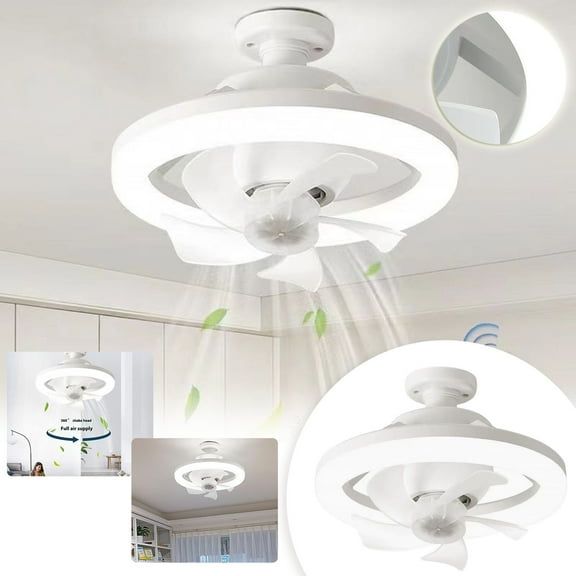 EcoNest Shake Head Fan Super Bright Silent Small Ceiling Light Living Room Bedroom Ceiling Light E27