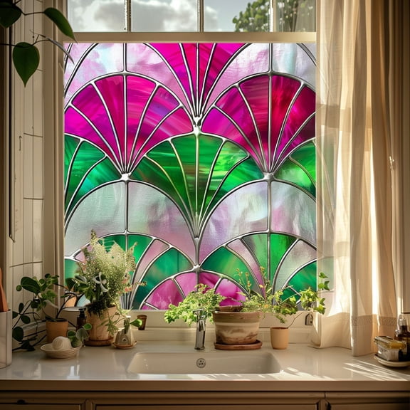 EcoNest Static Cling Window Film Colorful Art Stained Glass Window Decal Removable Decorative Sticker 50cm Ã50cm
