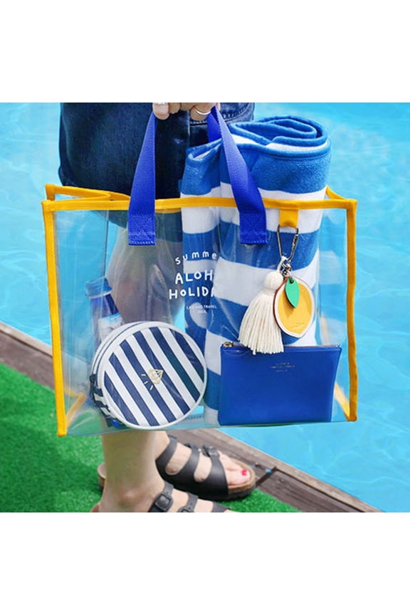 Summer Aloha Holidays Pvc Hand Carrying Swimming Bag Portable Clothing Storage Bag Fashion Transparent Pvc Beach Bag Travel Tote Bag