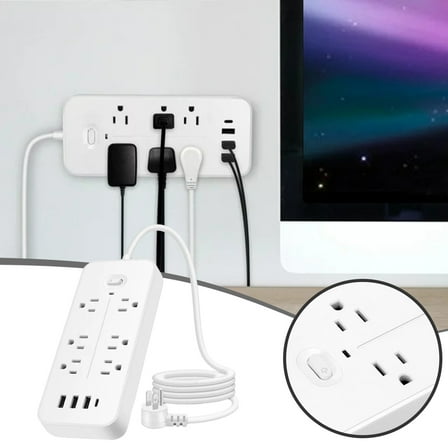 EcoNest Surge Protector Power Strip CFWQH Extension Cord With 6 And 3 USB & 1 USB C Ports 4 Feet Power Cord (2000W/15A) 2700 J