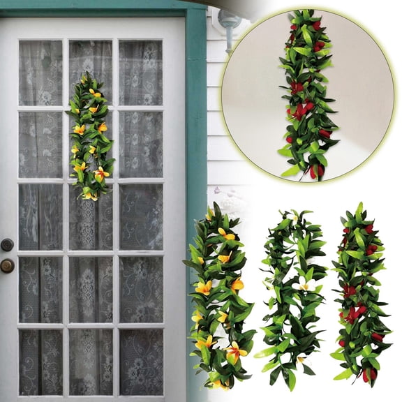 EcoNest Tropical Hawaii Leaf Flower Wreath Necklace Women Girls Kids Floral Leaves Dance Garland For Graduation Wedding Summer Beach Pool Party Decorations