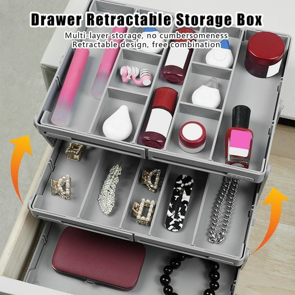 EcoNest Two Layer Foldable Drawer Organizer Expandable Table Organizer Efficient Storage Rack For Jewelry Cosmetic