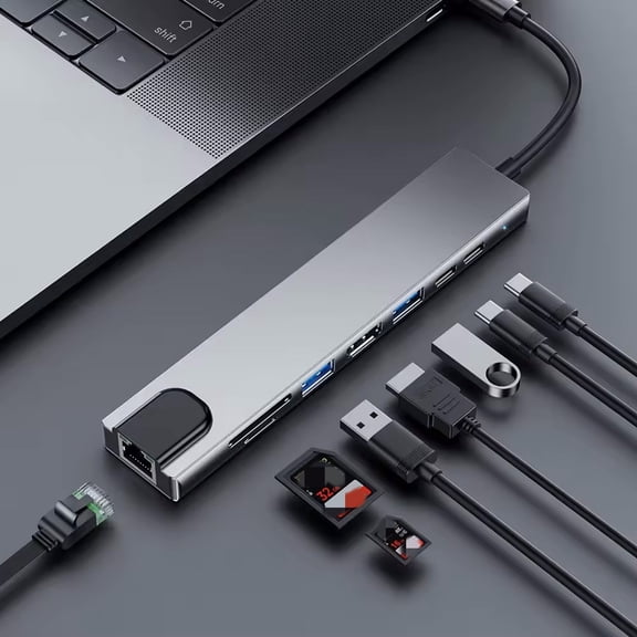 EcoNest Universal Type C Adapter Hub 8 In 1 USB C Docking Station With Multiple Ports For Enhanced Connectivity And Versatile Functionality