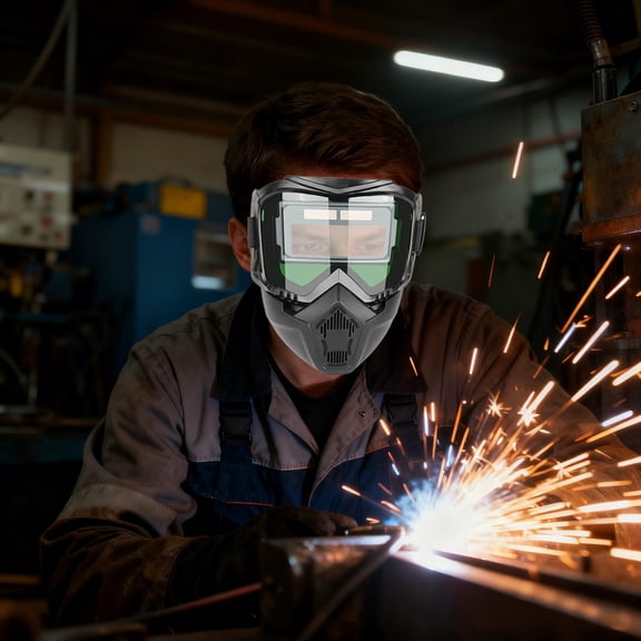 EcoNest Welding Auto Darkening – Full Face Welding Arc Shield | Glare Large View Heat Insulating Eye Gear For – IR