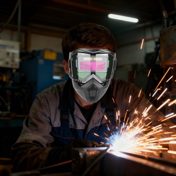 EcoNest Welding Auto Darkening – Full Face Welding Arc Shield | Glare Large View Heat Insulating Eye Gear For – IR