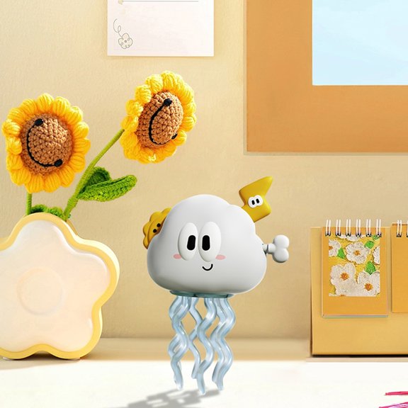 EcoNest Wind Up Wiggly Cloud Novelty For Kids And Adults Animated Motion Desk Character For Playful Relaxation And Stress