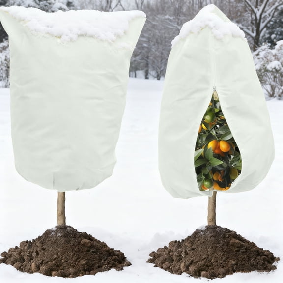EcoNest Winter Cover With Drawstring And Zipper Design For Outdoor Garden Cold Weather Frost Reusable Heavy Duty Fabric Shrub Jacket