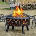 thumbnail image 1 of EcoNook 36 Inch Wood Burning Fire Pit with 2 Loops, Outdoor Fire Pit with Spark Screen & Fire Poker, Cross Weave Firepit for Outside Fireplace Bonfire for Yard,Patio, Garden, 1 of 6
