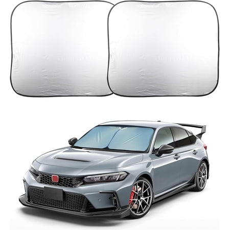 EcoNour 2-Piece Car Windshield Shade (23.5" x 29") | Foldable Front Window Cover Blocks UV Rays | Durable 240T Polyester Sun Shield