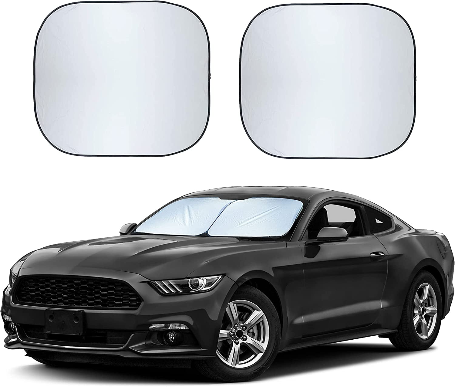 EcoNour 2 Piece Car Windshield Sun Shade Sun Blocker for Car Windshield Reflects Heat and UV Rays Foldable Automotive Interior Accessories for Sun
