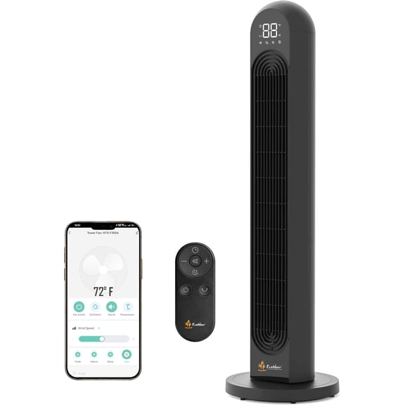 EcoNour 42" Smart Tower Fan with WiFi & Alexa Voice Control, 120° Oscillation, 12 Speeds, 4 Modes, Quiet DC Motor, 1500 RPM Whole Room Cooling Fan for Bedroom, Home & Office