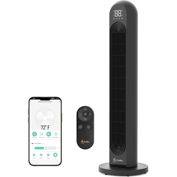 EcoNour 42" Smart Tower Fan with WiFi & Alexa Voice Control, 120 Oscillation, 12 Speeds, 4 Modes, Quiet DC Motor, 1500 RPM Whole Room Cooling Fan for Bedroom, Home & Office