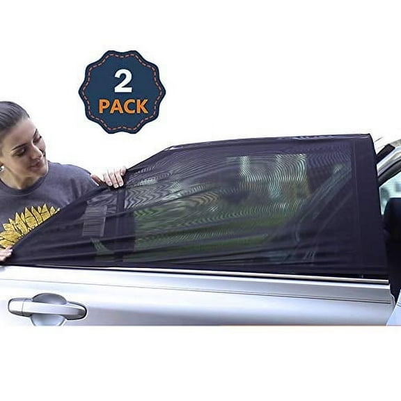 EcoNour Car Side Window Cover for Camping (36"x17") (2 Pack) | Side Windows Sunshade for Car Sun Heat and UV Protection, Rear Side Window Shade for Baby, Passenger Seat