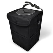 EcoNour Waterproof Foldable Car Trash Bin with Lid & Storage Pockets