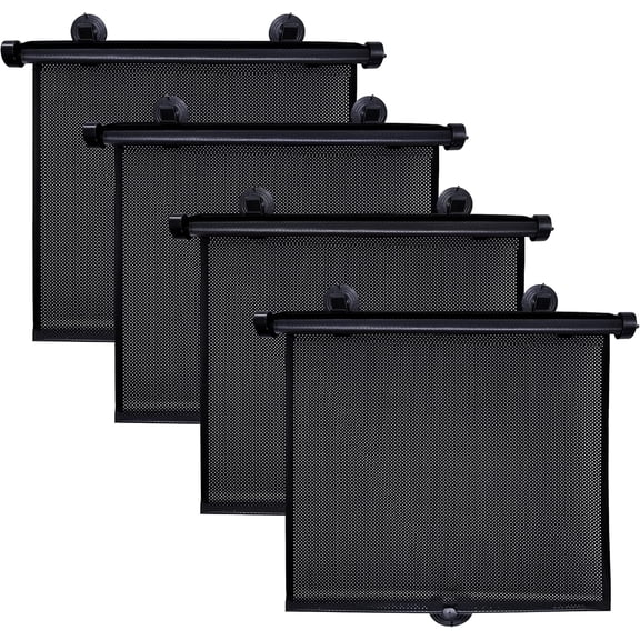 EcoNour Car Window Shades (4 Pack) | Retractable Roller Sunshade for Kids & Baby | UV & Heat Protection | Privacy Blackout Curtain Shades | Easy Install Car Window Shade | 15" x 17"