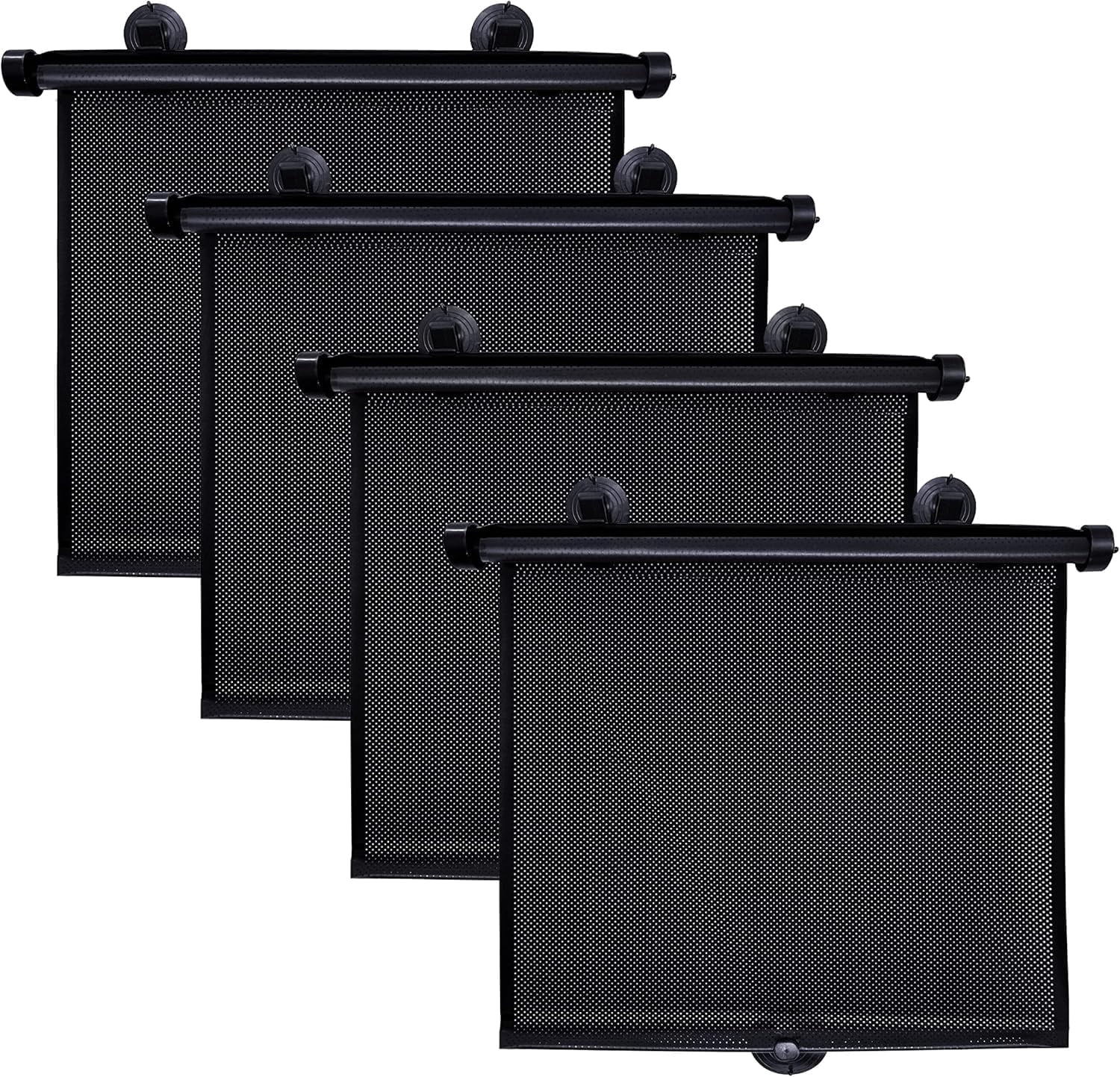 EcoNour  Premium Car Window Shades (4 Pack) | Retractable Roller Sunshade for Kids & Baby | UV & Heat Protection | Privacy Blackout Curtain Shades | Easy Install Car Window Shade | 15" x 17"