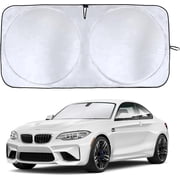 EcoNour Car Windshield Sunshade   Small Full-Size Reflective Sun Shade | Heat & UV Blocking Protection | Foldable Front Window Sun Shield | Keeps Vehicle Interior Cool
