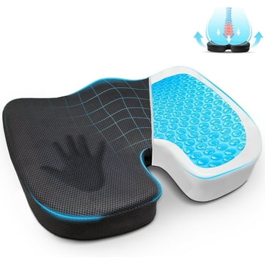 EcoNour Gel Seat Cushion for Back Pain Relief - Orthopedic Memory Foam for Sciatica, Tailbone, and Coccyx Support - Perfect for Office Chairs, Cars, and Wheelchairs - Black