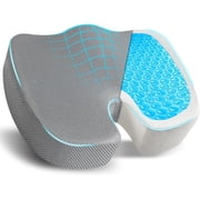 EcoNour Gel Seat Cushion for Office Chair, Car Seat and Wheelchair, Cooling Gel and Memory Foam Coccyx Cushion, Ergonomic Seat Cushion for Tailbone and Back Support, grey