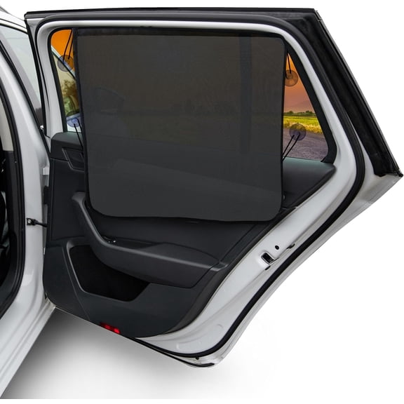 EcoNour Magnetic Car Sun Shade Side Window (2 Pack) | Rear Window Sunshade Blocks UV Rays | Privacy Protection for Baby & Kids | Magnetic Car Window Curtain | Black 26" x 19"