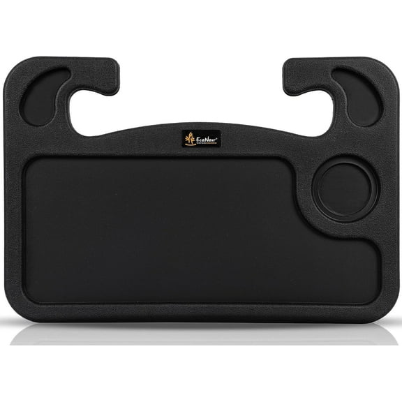 EcoNour Car Steering Wheel Desk Tray – Interior Accessory for Food, Laptop & Drink Holder | Portable In-Car Workstation, Black