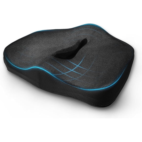 EcoNour Memory Foam Seat Cushion | Office & Car Chair Pad for Tailbone, Sciatica & Back Pain Relief | Non-Gel Coccyx Support Pillow