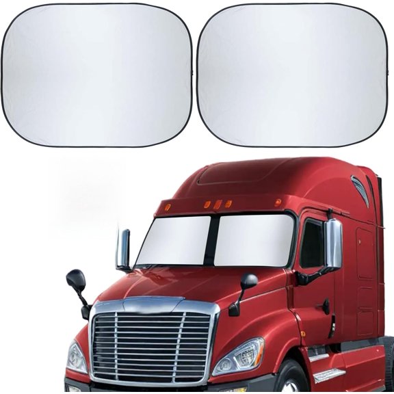 EcoNour Semi Truck Windshield Sunshade | Reflective Sun Shade for Semi Trucks, Large Vehicles | 240T Polyester Silver-Coated UV & Heat Protection Shades | Semi Truck Front Window Sun Shade