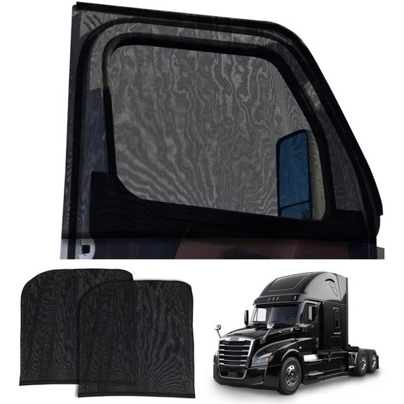 EcoNour XXXL Truck 2-Pack Side Window Shade | Front Side Windows Protects UV Rays and Sun Glare | Stretchable & Breathable Mesh Sunshade for Kenworth T680, Peterbilt 579, 589 | Driver Window Screens