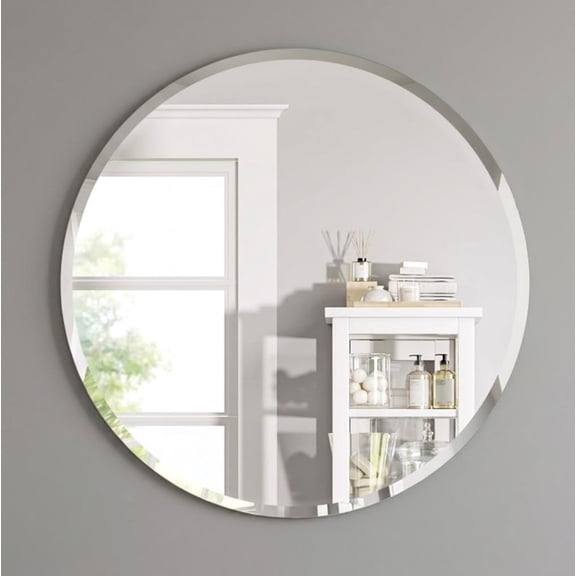 EcoNovi 30 Inch Round Bathroom Mirror, Frameless Beveled Circle Vanity Mirror with Solid Backing for Master Bath Sink Entryway