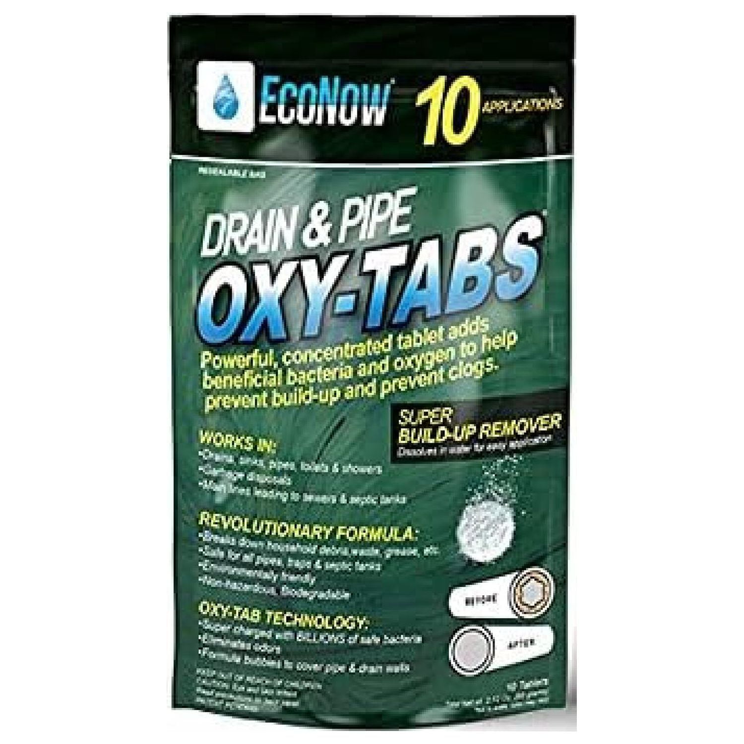 EcoNow OXYTABS Professional Strength Drain Cleaner Prevents Clogs