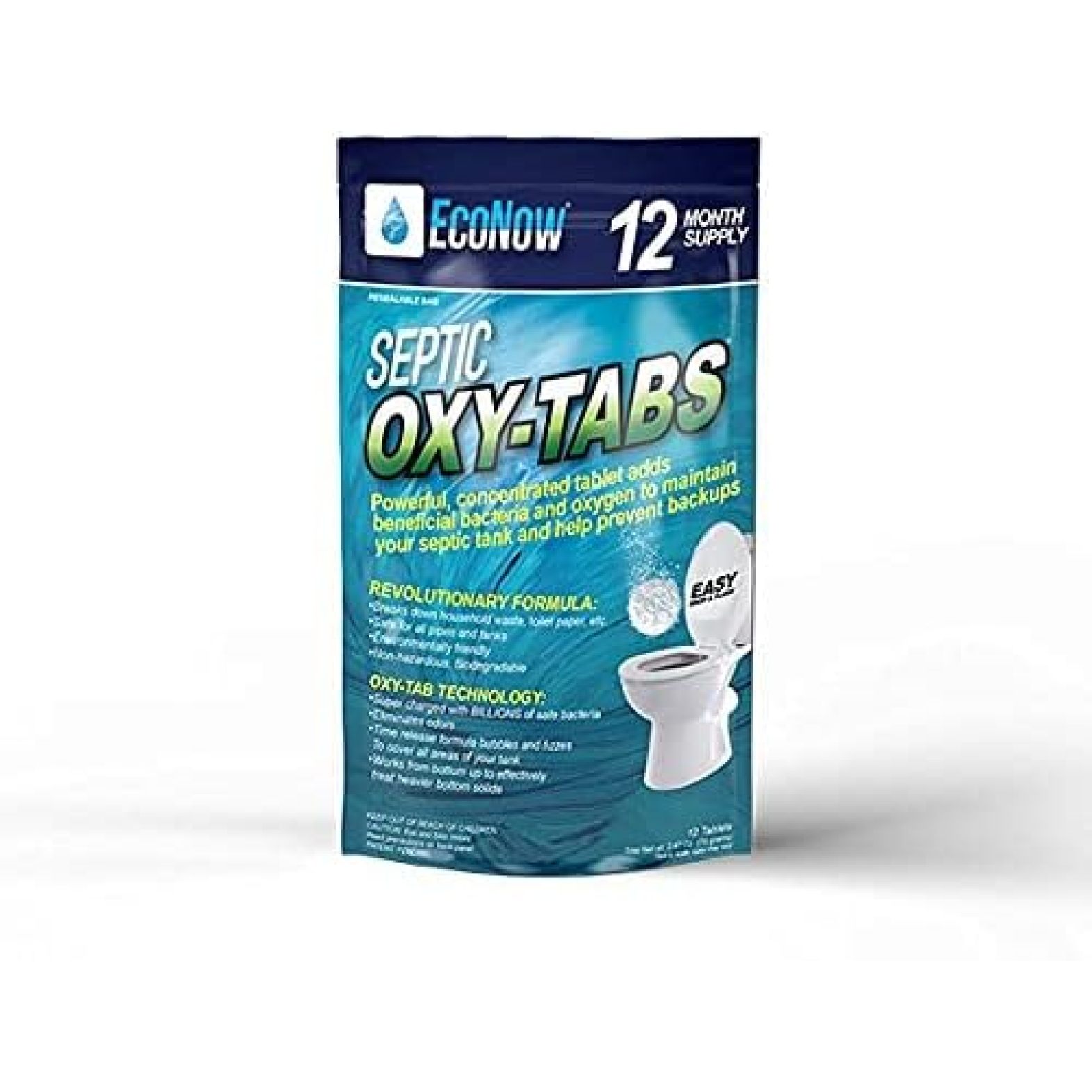 EcoNow OXYTABS Septic Tank Cleaner/Conditioner Once a Month Septic