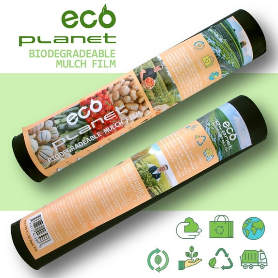 EcoPlanet Agricultural Plasticulture Black Plastic Mulch Film Gardening Farming Film Weed Barrier (Type A) (1 Mil, 2.7 feet x 200 feet)