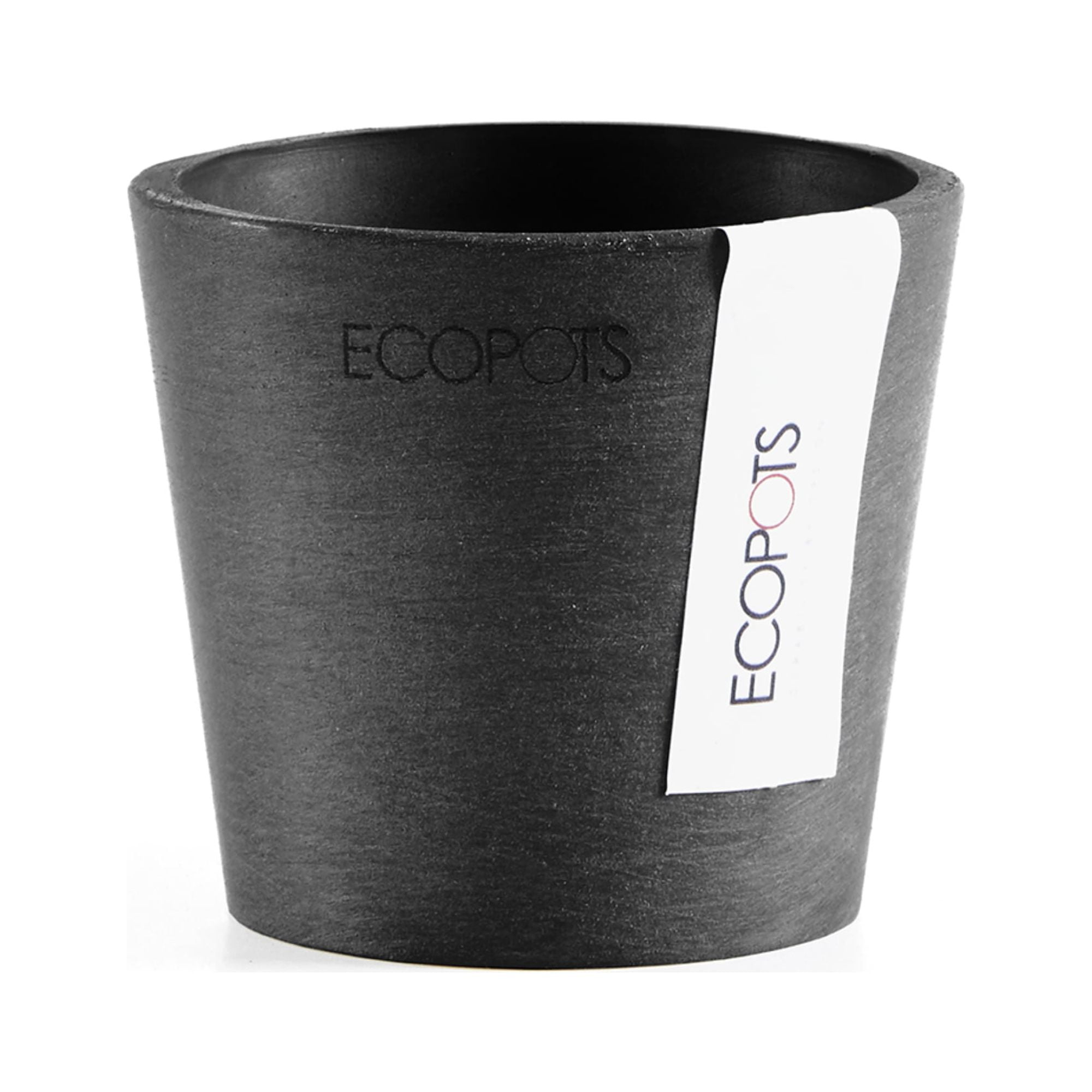 EcoPots Amsterdam Durable Indoor/Outdoor Modern Round Recycled Plastic  Planter Flower Pot, Dark Grey, 3\
