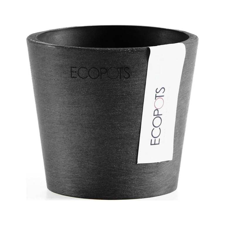 EcoPots Amsterdam Durable Indoor/Outdoor Grey, Recycled Plastic Dark Modern Round 3\