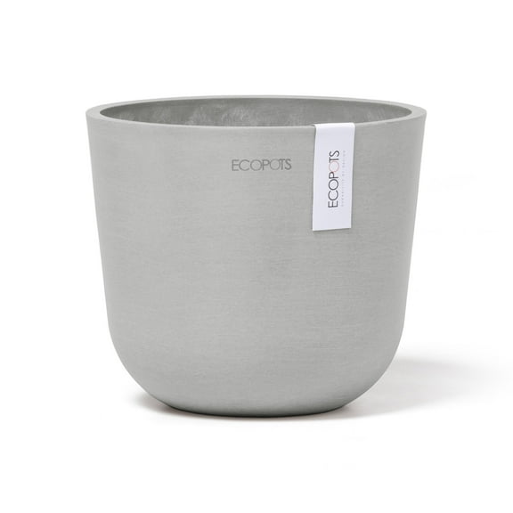 EcoPots Oslo 6" x 5" Round White Grey Plastic Plant Planter with UV Resistant