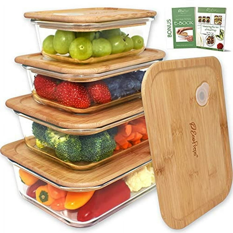 Glass Containers Bamboo Lids Meal Prep Containers Glass Food Storage  Containers