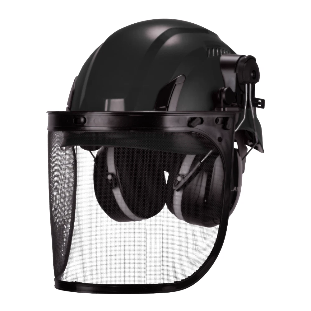 EcoPro Forestry Kit - ANSI Z89.1 Type I Class C Vented - Forestry Helmet Kit with Faceshield & Earmuffs - 3 in 1 Ideal for Arborist - Black