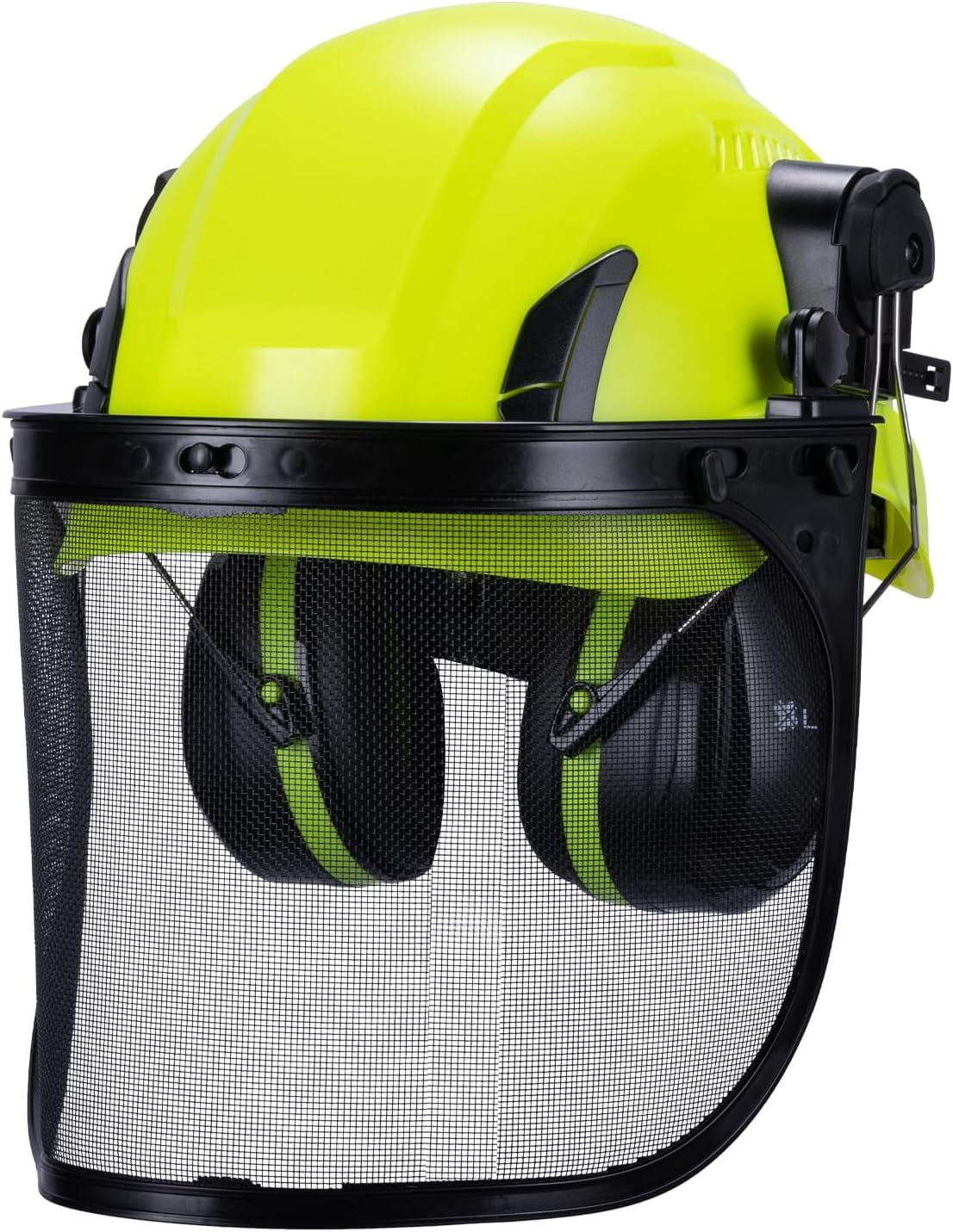 EcoPro Forestry Kit - ANSI Z89.1 Type I Class C Vented - Forestry Helmet Kit with Faceshield & Earmuffs - 3 in 1 Ideal for Arborist - Lime Green