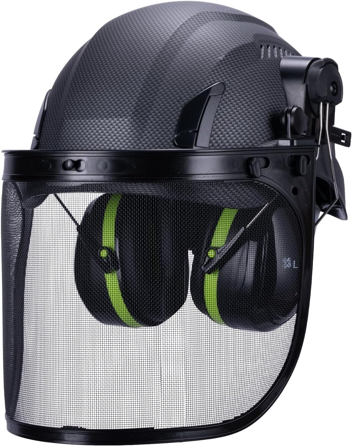 EcoPro Forestry Kit - ANSI Z89.1 Type I Class C Vented - Forestry Helmet Kit with Faceshield & Earmuffs - 3 in 1 Ideal for Arborists - Carbon Fiber
