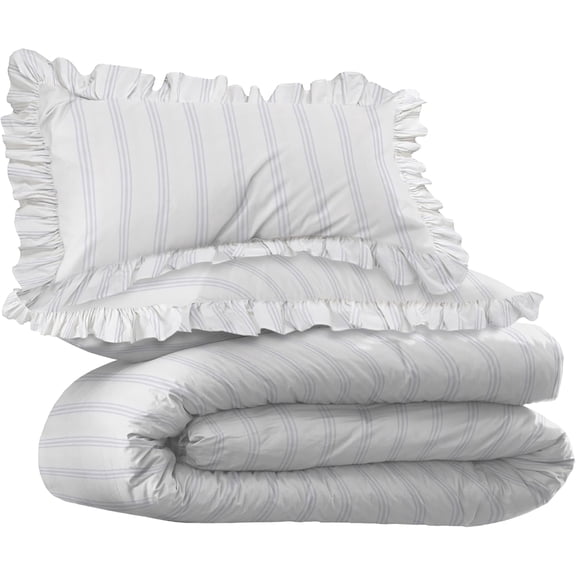 EcoPure Comfort Wash 3-Piece Print Full/Queen Comforter Set 100% Organic Cotton - All-Season - Breathable & Lightweight Easy Care - Brooke