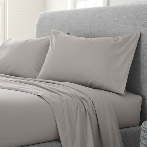 EcoPure Comfort Wash Cal King Sheet Set – Soft, Breathable (4pc), Light Gray
