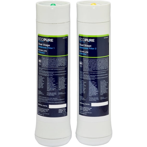 EcoPure ECODWF Dual Stage Water Filter, NSF Certified Replacement
