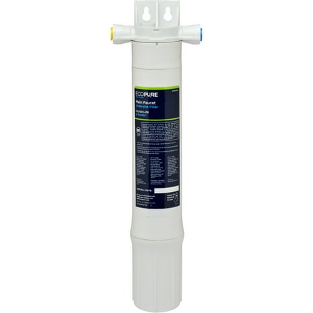 EcoPure Main Faucet Under Sink Water Filtration System (EPWUFF) | NSF Certified | No Additional Faucet Required | Cleaner Water from Your Existing Kitchen or Bath Faucet,White