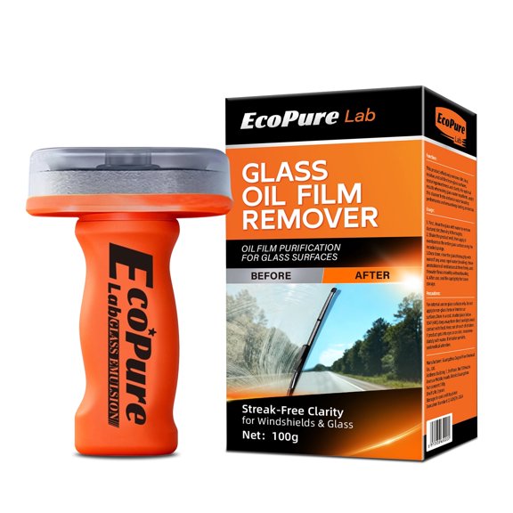 EcoPure Lab Glass Oil Film Remover with Handle – Windshield Cleaner, 3.53 oz