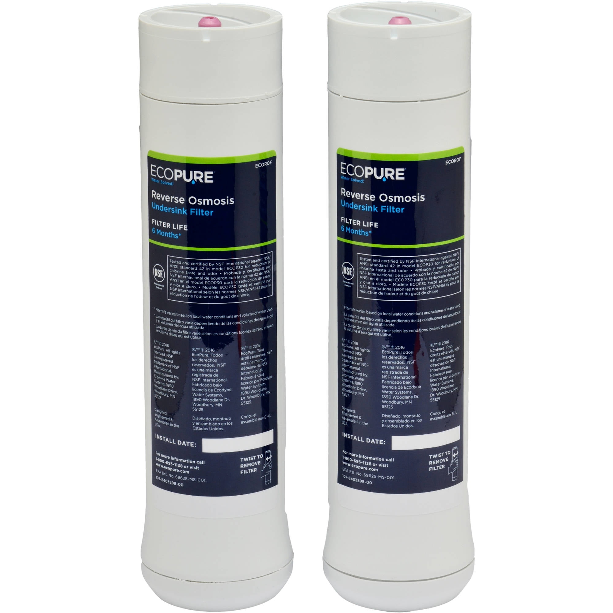 EcoPure Reverse Osmosis Under Sink Carbon Water Filter Set