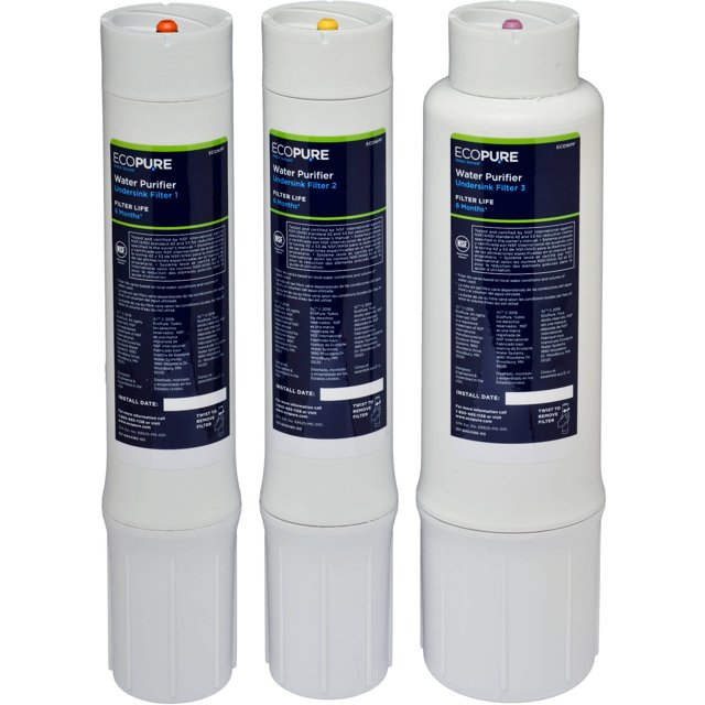 EcoPure Water Purifier Under Sink Replacement Filter Set (ECOWPF) NSF