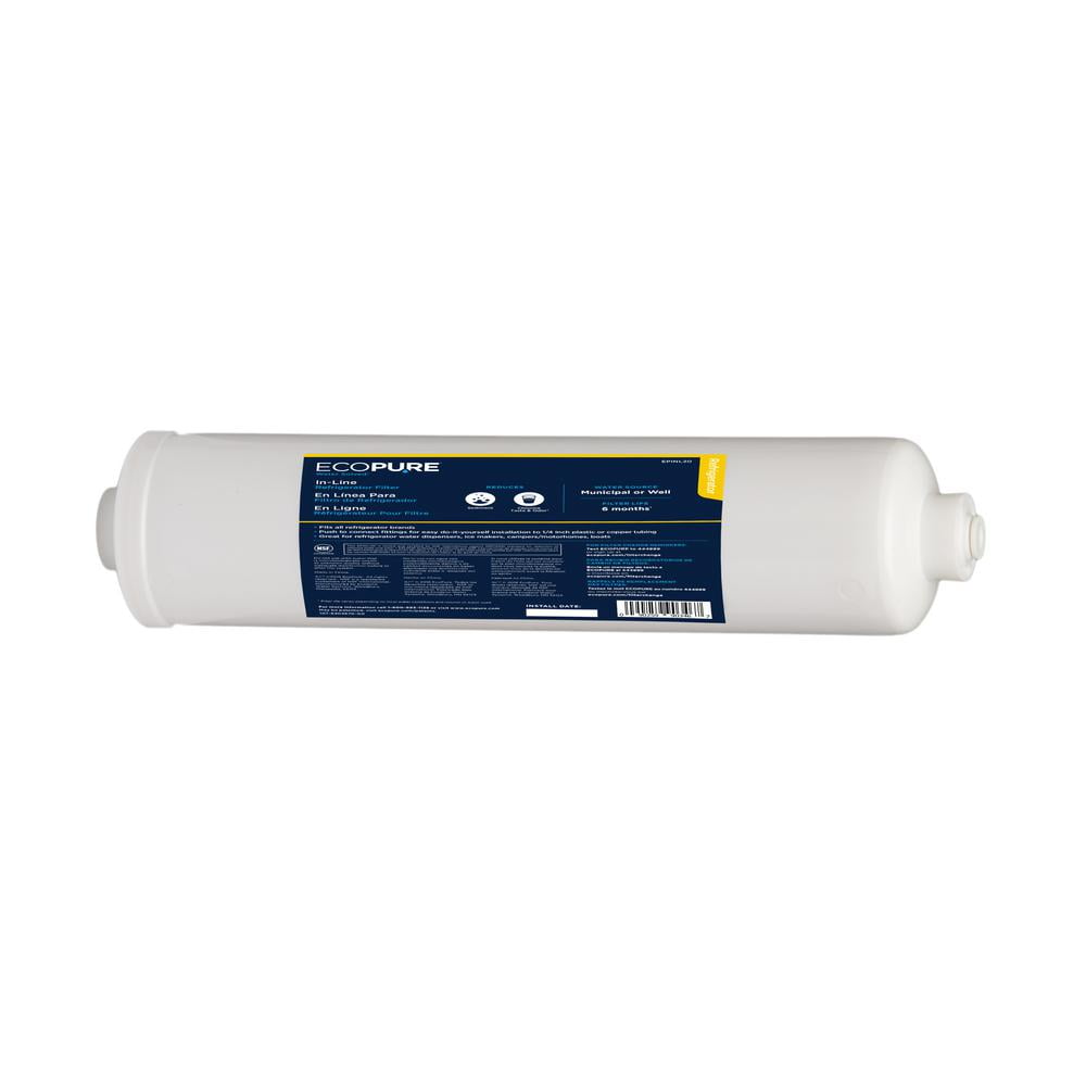 EcoPureExternal InLine Refrigerator Water Filter Universal Fit