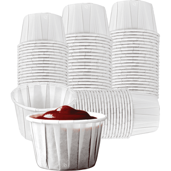 EcoQuality 0.5 oz Disposable White Paper Souffle Portion Cup with Rolled Rim - Condiments, Sauces, Samples Portion Control Cup - For Restaurants, Catering, Parties & Home Use (5000)