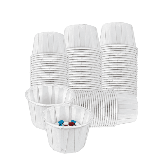 EcoQuality 0.5oz Disposable White Paper Medicine Cup with Rolled Rim - Medication Dispensing, Dose Prep, Sample Handling, Clinics, Pharmacies, Dental, and Lab Use (1500)